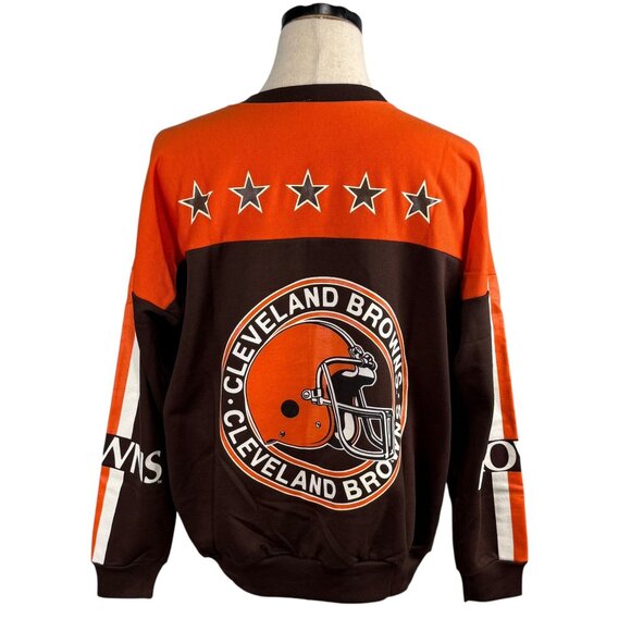 Cleveland Browns Vintage 80s Sweatshirt L Garan Inc. Brown & Orange Rare - Picture 2 of 10